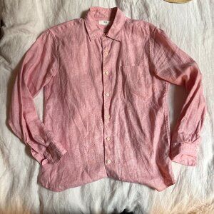 Uniqlo Pink Linen Button Down Shirt